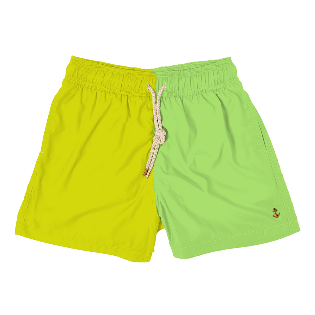 colorblock - lime green mens swimwear - retromarine